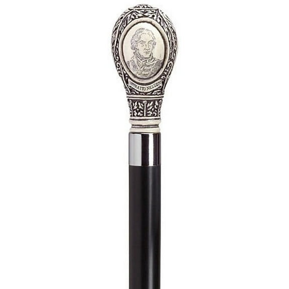 Walking Cane Scrimshaw Lord Nelson Bulb handle Black stain shaft Walking Stick