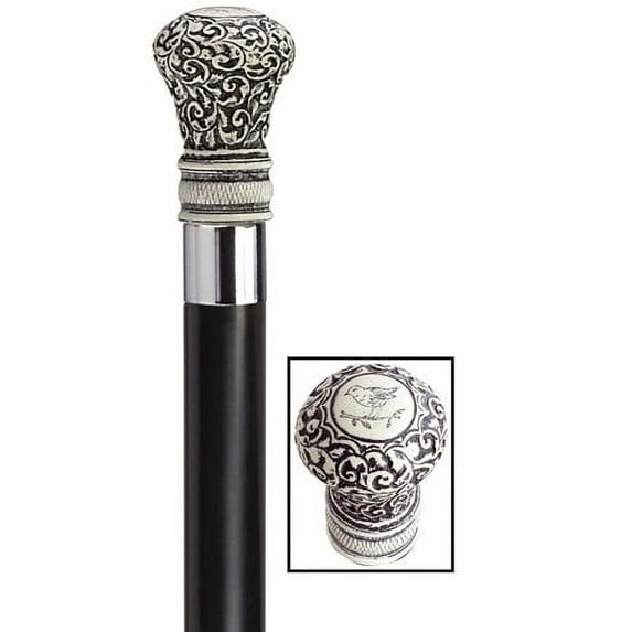 Walking Cane Scrimshaw Regency Bulb handle Black stain shaft Walking Stick