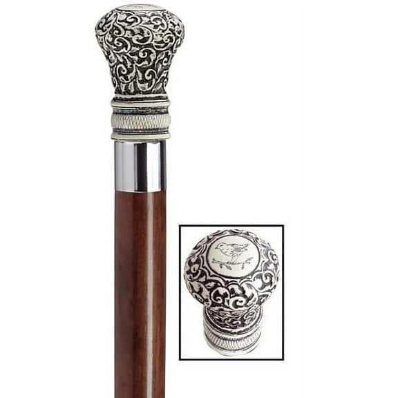 Walking Cane Scrimshaw Regency Bulb handle Walnut stain shaft Walking Stick