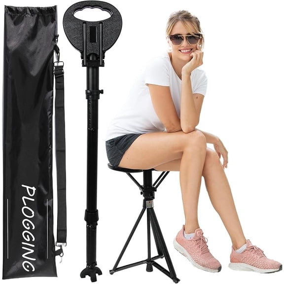 Walking Cane with Seat Folding Lightweight, Portable Cane Seat with Carry Bag, Walking Stick with Seat for Seniors & Adults, Foldable Adjustable Cane Chair for Travel Hiking