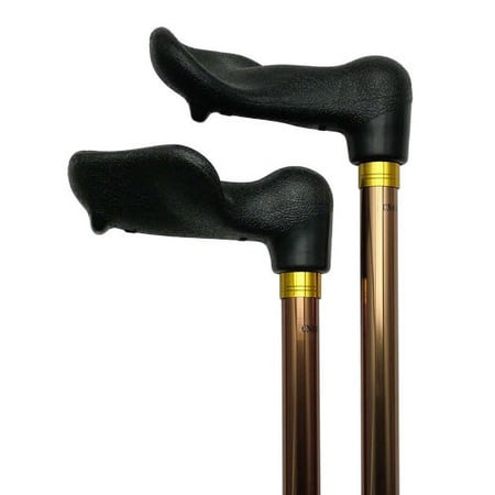 Walking Cane Unisex Adjustable Left Hand Palm Grip Cane 3/4" Bronze Shaft Aluminum