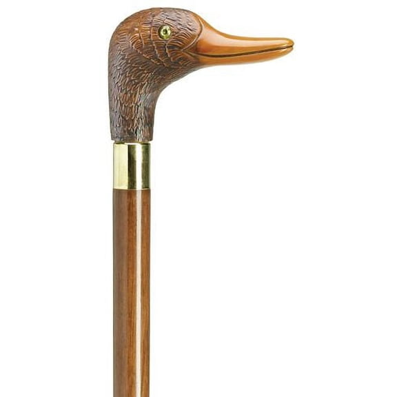 Walking Cane Unisex Translucent Brown Duck handle Brown hardwood shaft
