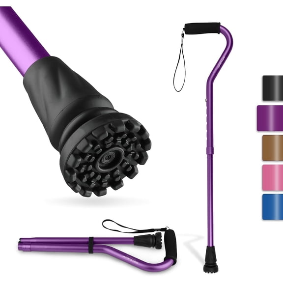 Walking Cane and Walking Stick for Men Women,Lightweight Folding Canes with Offset Soft Cushioned Handle,Adjustable & Collapsible,Mobility & Leg Surgery Recovery