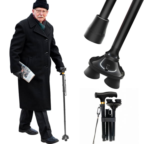 Walking Cane for Women & Men, Walking Stick with Adjustable Height and Ergonomic Handle, Lightweight Walking Stick for Seniors, Folding Cane for Walking Aid
