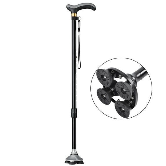 MoonSun Walking Cane Women and Men, 10 Levels Adjustable Height, Lightweight Sturdy Standing Canes for Seniors T Rubber Handles, No Tipping