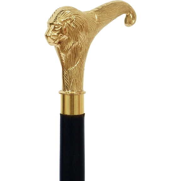 Solid Brass Lion Head Handle Wooden Walking Stick Cane Vintage Designer Handmade