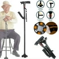 Foldable SelfStanding Aluminum Walking Cane with LED Light & Alarm