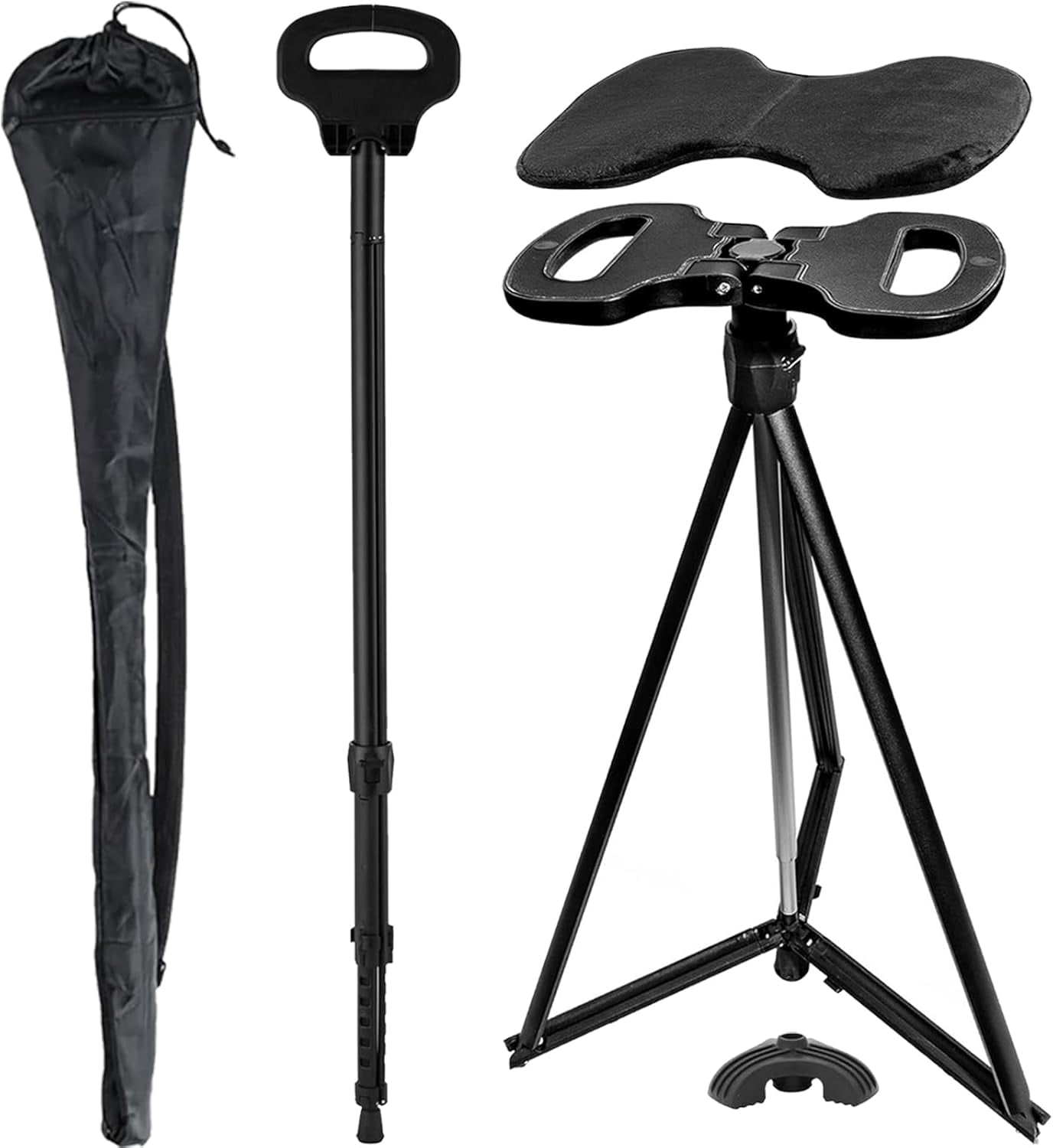 Walking Cane with Seat Folding Lightweight, 2-in-1 Cane Stool for ...