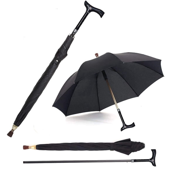 2-in-1 Walking Cane Umbrella - Windproof, Heavy-Duty, Lightweight - Ideal Gift for Dad, Hiking, Climbing & Rainy Days