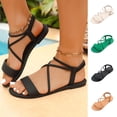thumbnail image 1 of Walking Casual Orthotic Sandals Women's Fashionable And Versatile Plus-Size Wrap Strap Roman Sandals Spring/Summer Style Trendy And Comfortable Sandals Black 41, 1 of 9