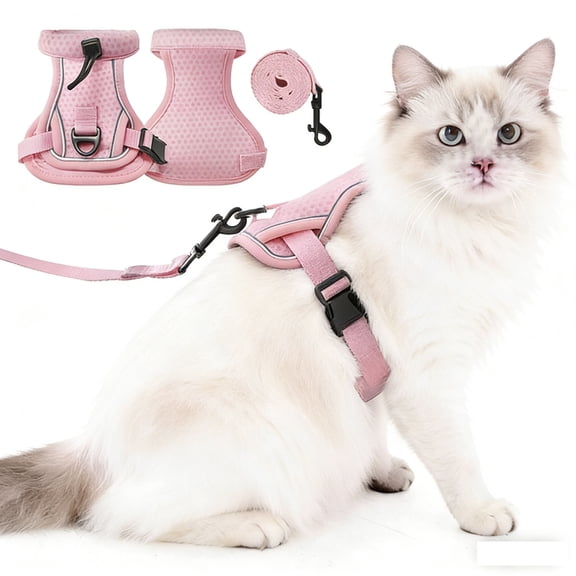 Walking Cat Harness,easy To Control,breathable,with Reflective Strips,adjustable Cat Collar And Soft Mesh,perfect For Cat Harness/backpack Use.