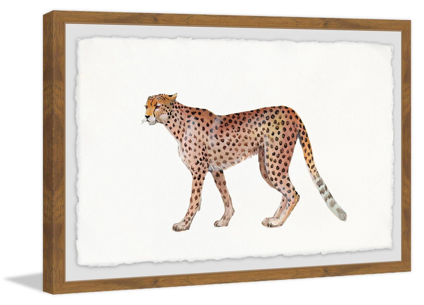 Walking Cheetah Framed Painting Art Print, 24.00" x 1.50"