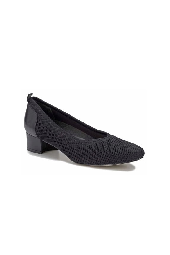 Walking Cradles Wc Hester Women Pump Slip-on In Black Knit Fabric/black Leather