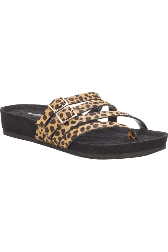 Women's Walking Cradles Penelope Strappy Wedge Sandal Tan Mini Cheetah Leather 6 M