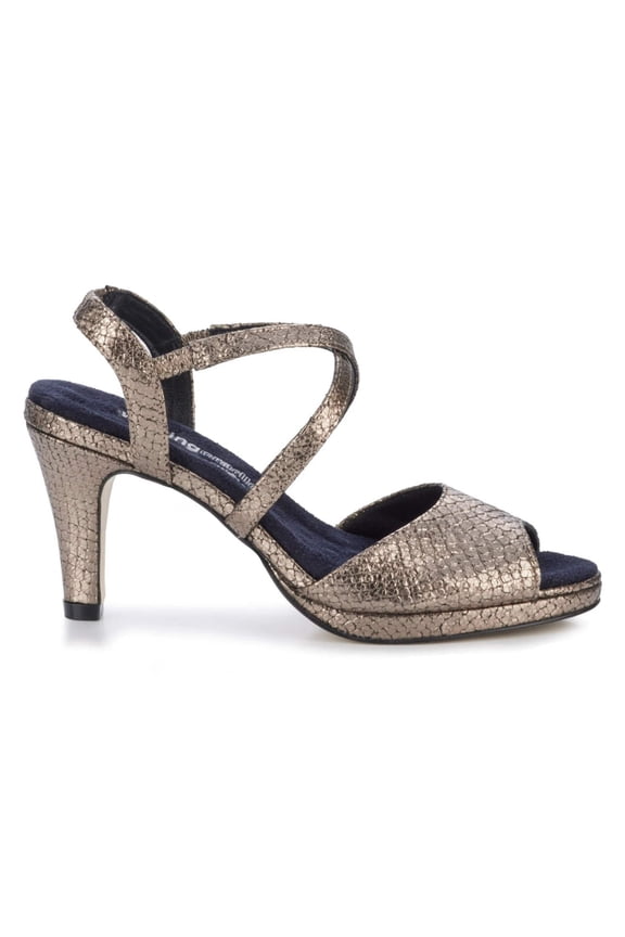 Walking Cradles Wc Porsha Women Platform Sandal In Pewter Jasmine Leather