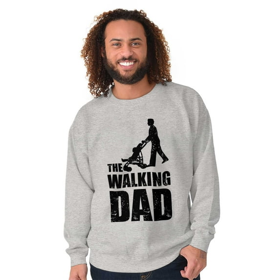 Walking Dad Nerdy Zombie Movie Lover Men's Big & Tall Crewneck Sweatshirt Brisco Brands 2X