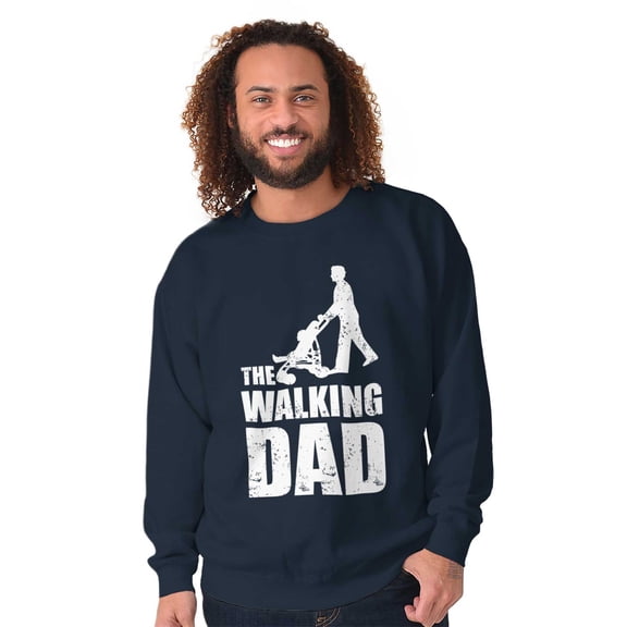 Walking Dad Nerdy Zombie Movie Lover Men's Big & Tall Crewneck Sweatshirt Brisco Brands 3X