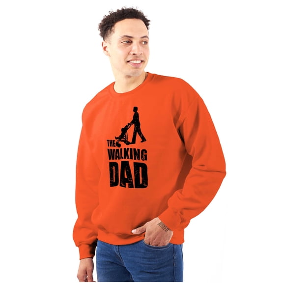 Walking Dad Nerdy Zombie Movie Lover Men's Big & Tall Crewneck Sweatshirt Brisco Brands 3X