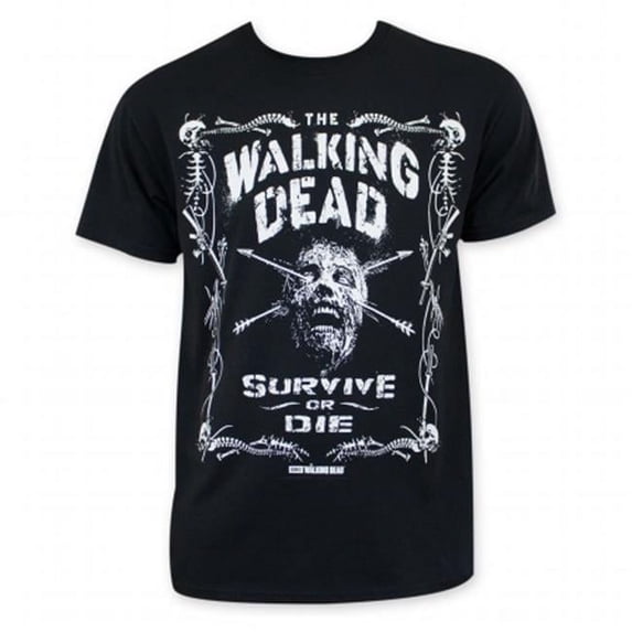 Walking Dead 25681S Walking Dead Survive Or Die Jack Daniels Style Mens Tee Shirt, Small