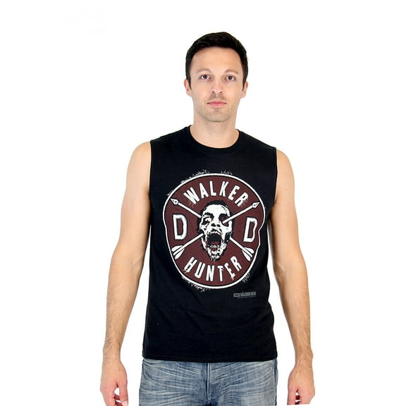 Walking Dead Daryl Faux Patch & Wings Adult Black Sleeveless T-Shirt