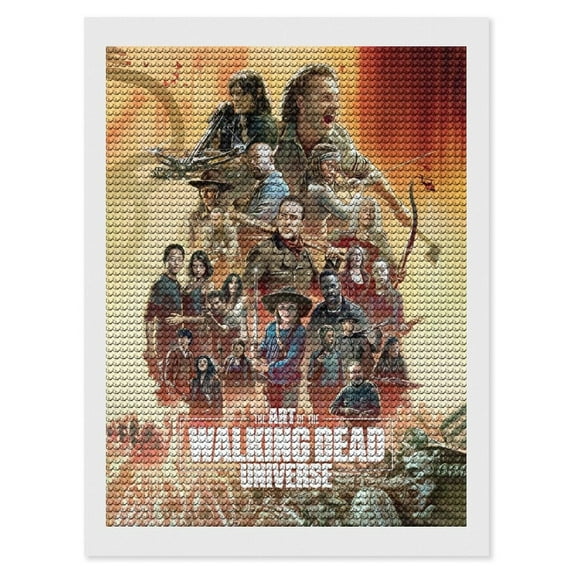 Walking Dead Diamond Art Kits for Adults Cartoon 5D DIY Diamond Art Kits Full Round Drill Crystal Arts and Crafts Anime Gem Art Painting Kit for Home Wall Decor 12"×16"