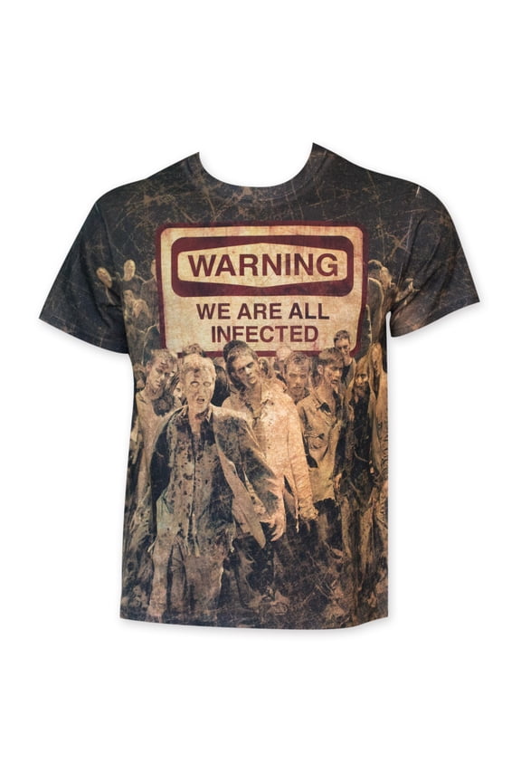Walking Dead Men's Warning We Are All Infected Sublimated T-Shirt-Medium