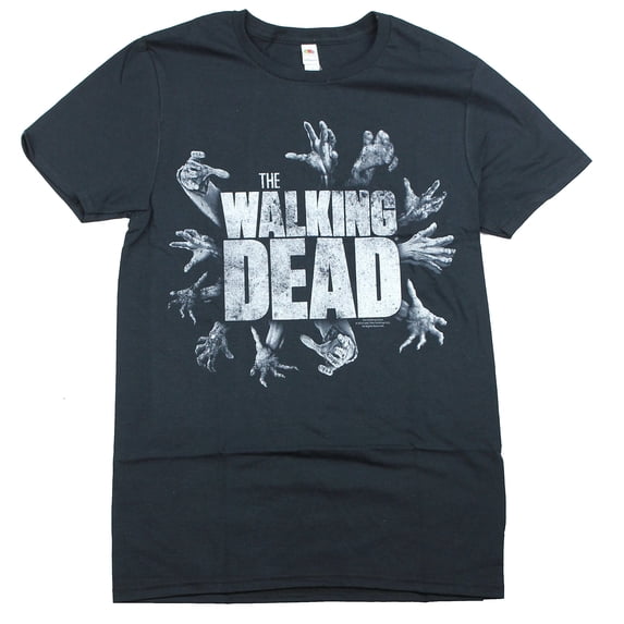 Walking Dead Mens T-Shirt - Groping Hand Simple Distressed Logo (Small)