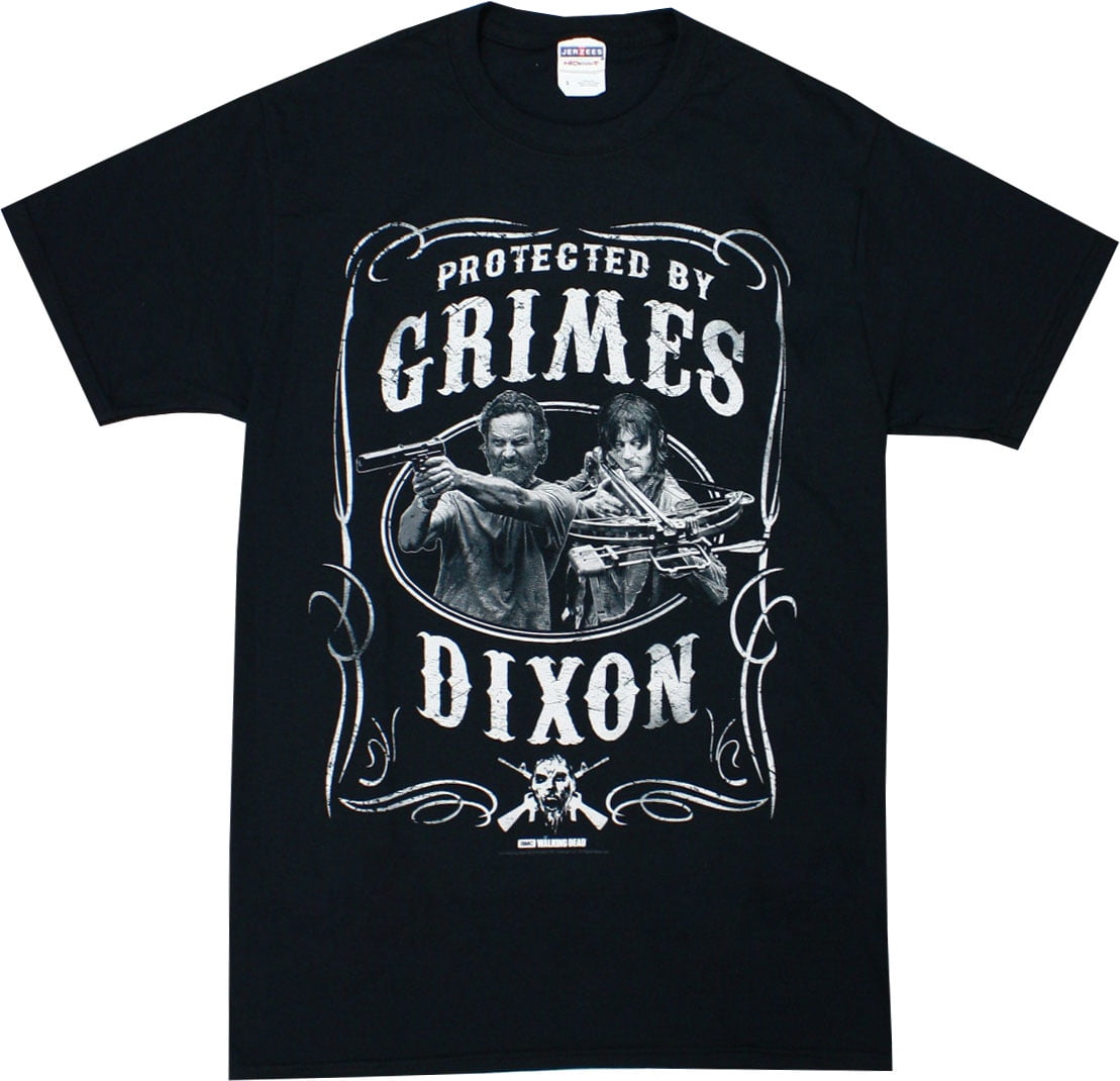 Walking Dead: Protected by Grimes-Dixon Men's Black Shirt