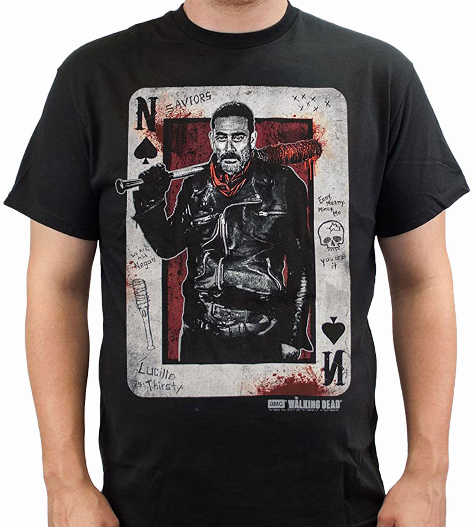 Walking Dead The Negan Playing Card Adult T-Shirt (Small, Black)