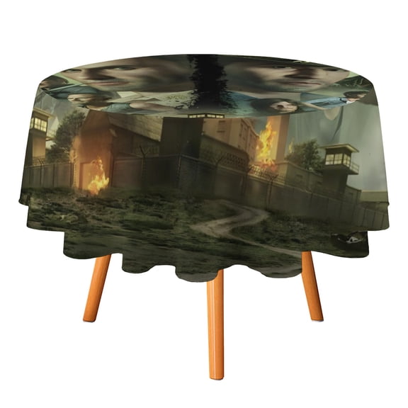 The Walking Dead-Theme Round tablecloth has an iconic print, fits most tables, and is easy to care for perfect gifts for fans friends and family.diameter60''(152cm)