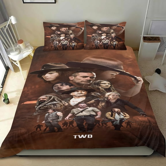 The Walking Dead themed cotton sheet set, three-piece, comfortable, quick-clean fabric, distinctive design, great home decor gifts, 36x75 in (90*190 cm).