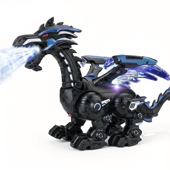 Generic Walking Dinosaur Robot Toy, Black, Educational Interactive STEM with Spray Lights, Ages 3-12, 1 Pack