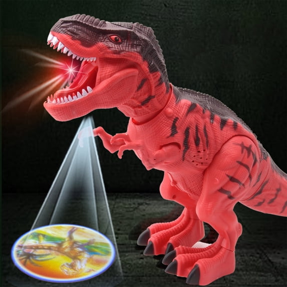 Walking Dinosaur Robot Toy, Realistic Roaring Sound with LED Light Effects, Lay Eggs, Moving Dino Figure for 3+(Red)