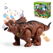 Zacro Walking Dinosaur Toy for Toddler, Electric Triceratops with Sound & Light, Eggs and Projection, Dinosaur Toy for Kids Boy Girls