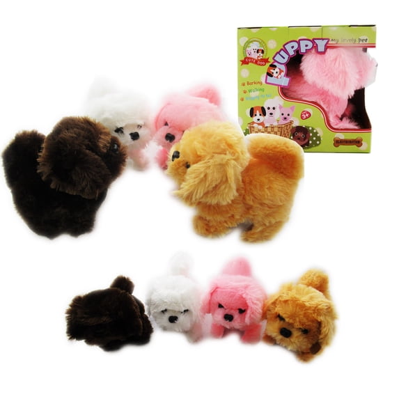 Walking Dog Toy Wagging Tail Puppy Affenpinscher Maltese Bichon Frise With Sounds Furry Cute in Random Color