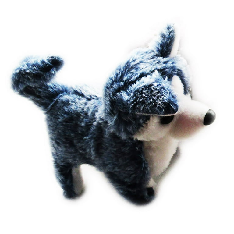 Plush Grey Husky Dog with Zippered Pouch for Its 2 Little Plush Baby Dogs Puppies - Plushlings Collection Soft Stuffed Animal Playset, Gray