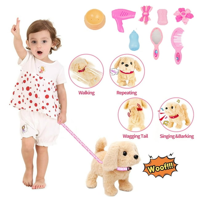 Interactive Walking Dog Toy, Plush Birthday Gift for Toddlers 13 Year