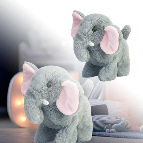 Walking Elephant Toy Realistic Animal Figure - Battery Operated Stuffed Elephant Plush with Sound and Motion, Head Tail Wagging, Interactive Birthday Gifts Easter Party Favor