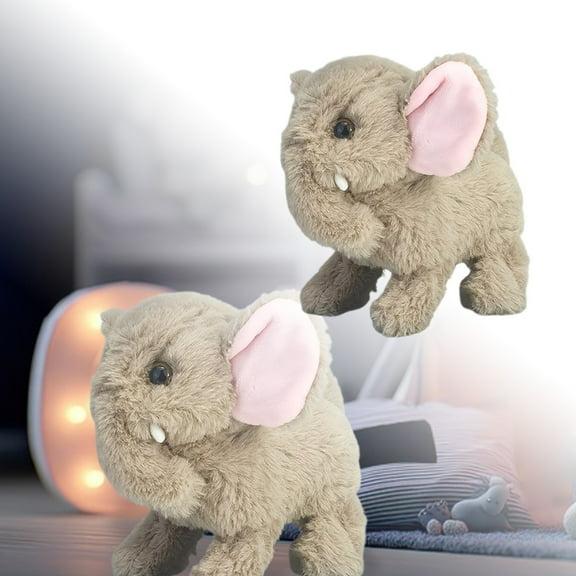 Walking Elephant Toy Realistic Animal Figure - Battery Operated Stuffed Elephant Plush with Sound and Motion, Head Tail Wagging, Interactive Birthday Gifts Easter Party Favor