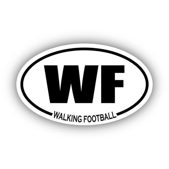 Walking Football WF Oval Bumper Sticker 3M Vinyl Decal 3 in x 5 in