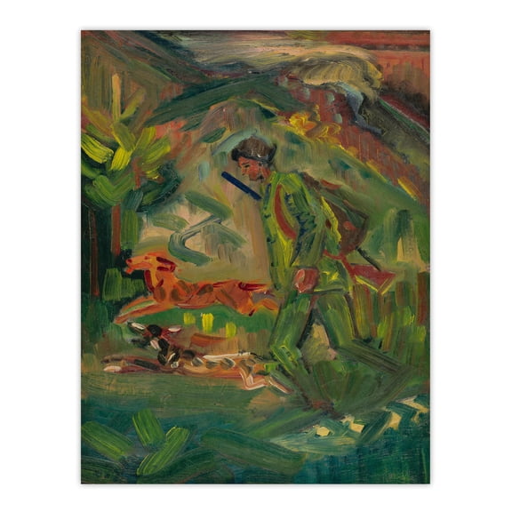 Walking Hunter Huntsman With Dogs Kubincan Wall Art Poster Print