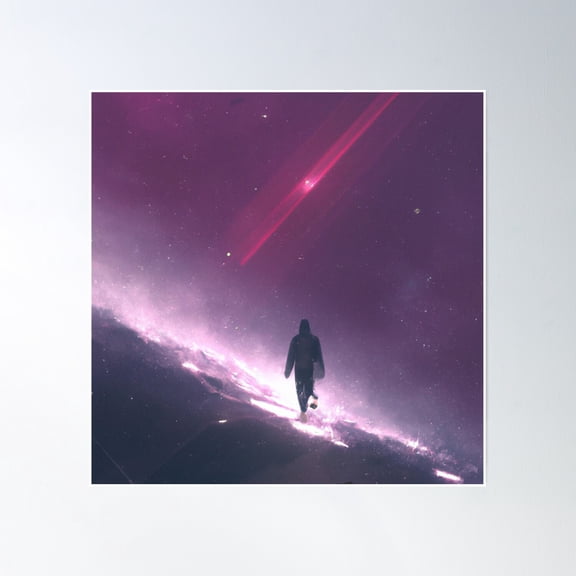 Walking In Purple Space Poster Wall Art, Modern Wall Decor, 24x24 UNFRAMED