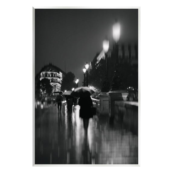 Walking In Rain Urban Buildings Town & City Photograph Unframed Art Print Wall Art