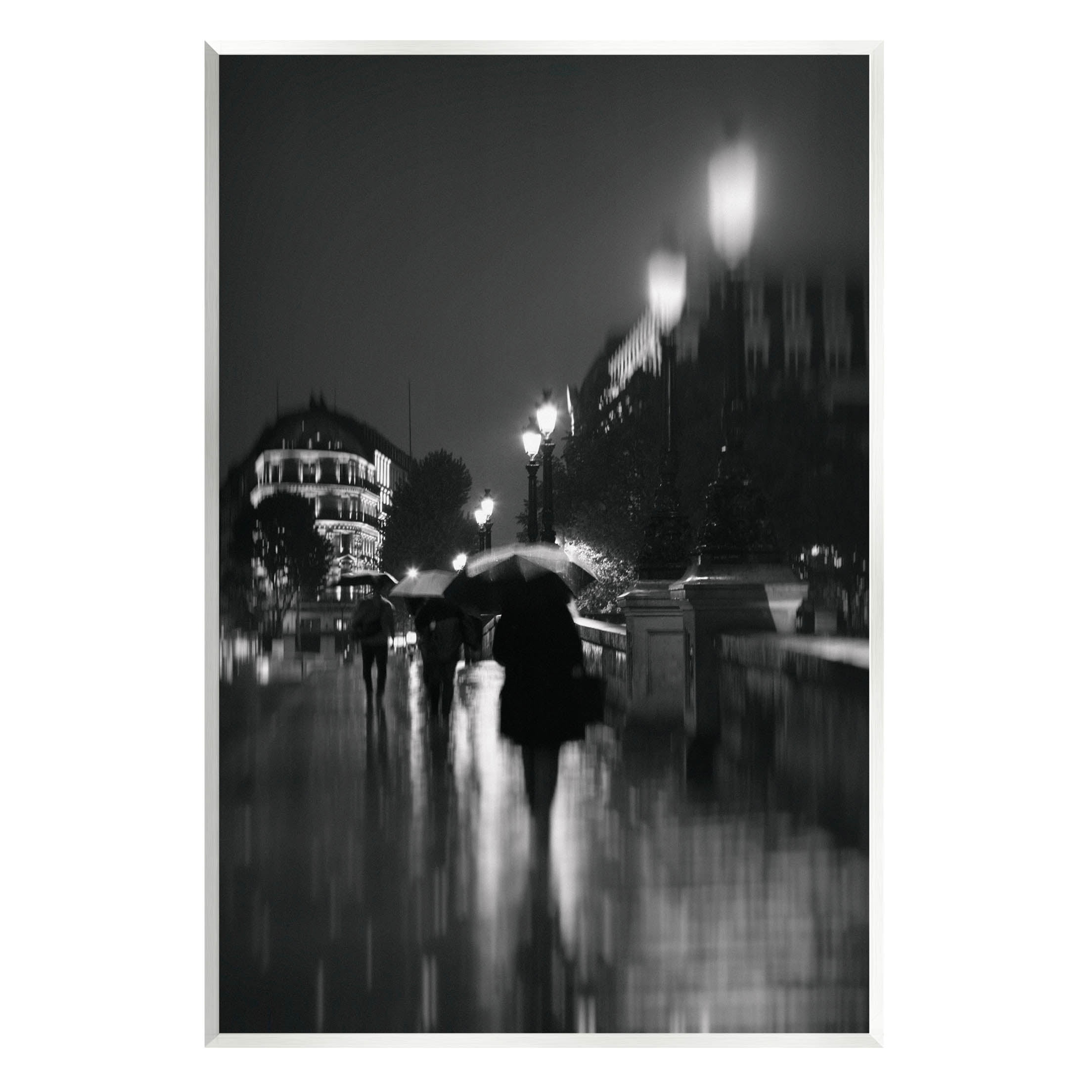 Walking In Rain Urban Buildings Town & City Photograph Unframed Art Print Wall Art