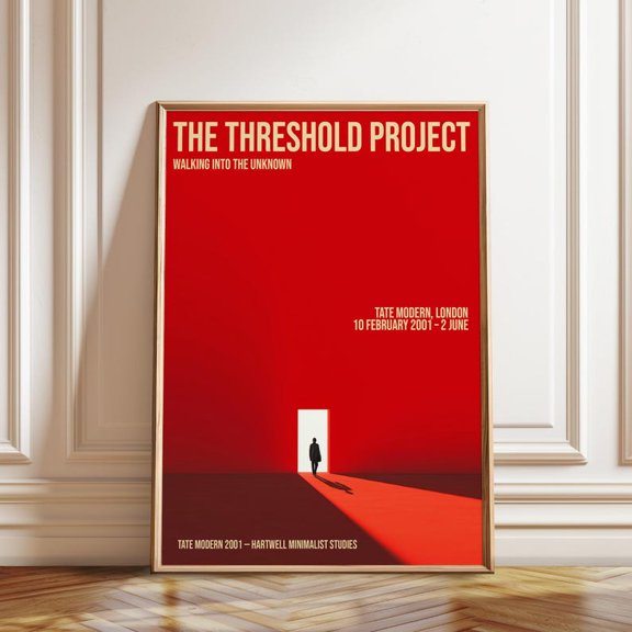Walking Into The Unknown Minimal Red Wall Art Print, Unframed Paper Poster 24x36in