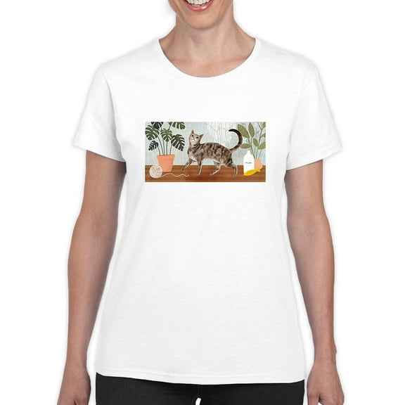 Walking Kitten T-Shirt Women -Victoria Borges Designs, Female x-Large