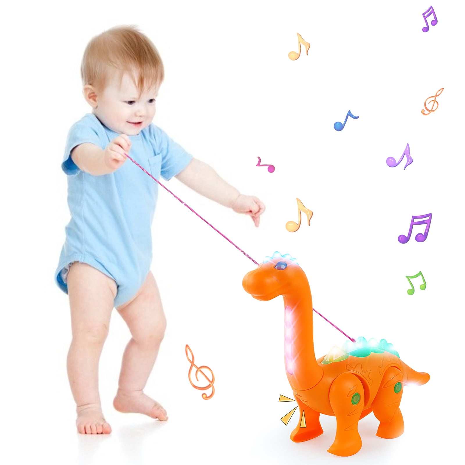 Walking LED Light Up Roaring Stegosaurus Dinosaur Toy with Pull Rope ...
