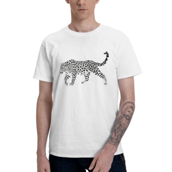 Walking Leopard T-Shirt for Men Cotton 100% Summer Tops Women Fashion Casual Short Sleeves Round Collar Short-Sleeve Couple Top Tees
