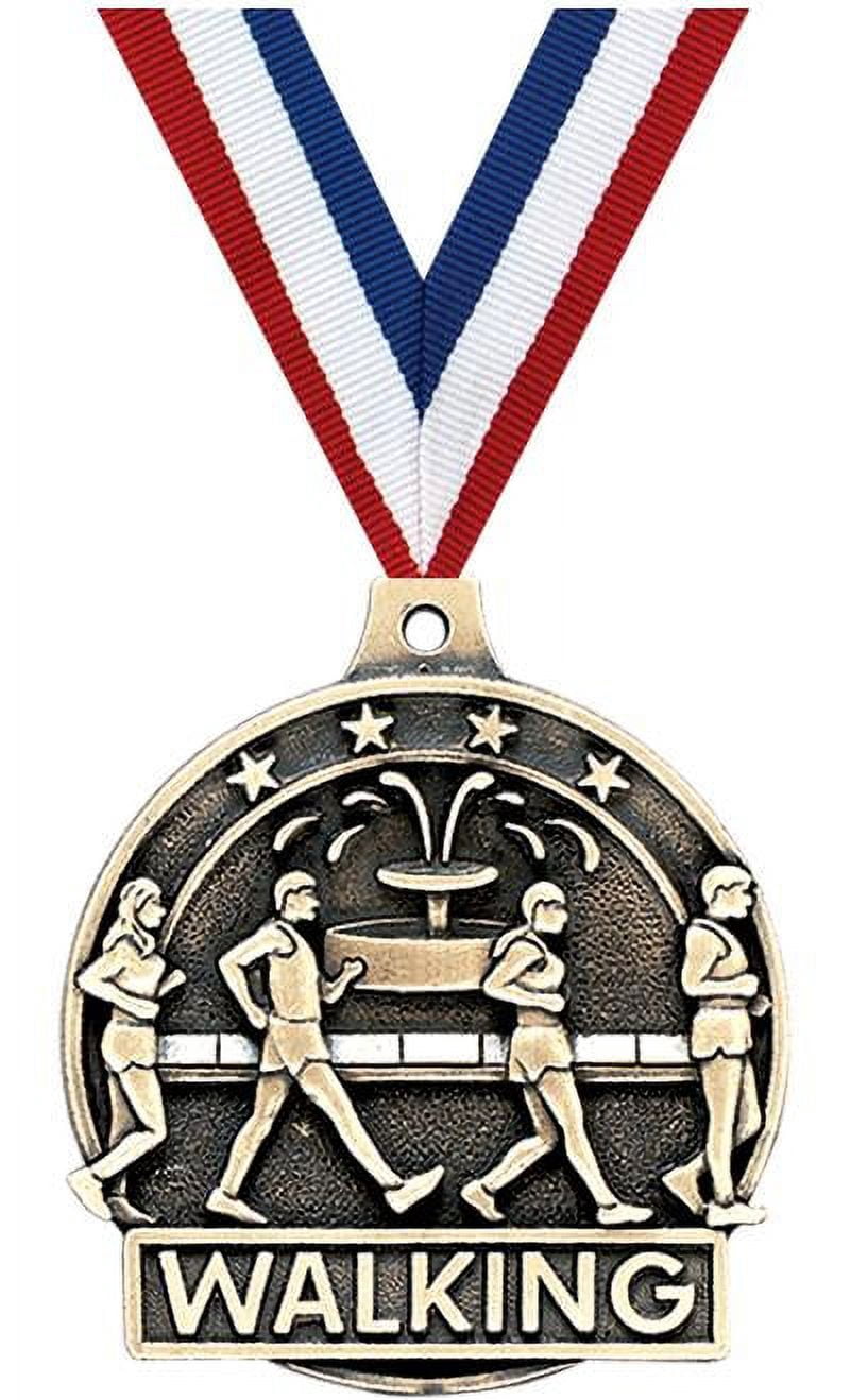 Walking Medals, 2" Gold Diecast Walking Medal Award 20 Pack