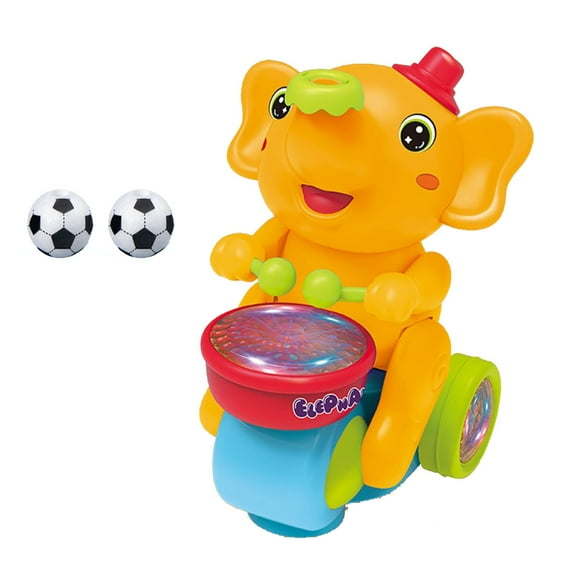 Walking Musical Elephant Toy Car with LED Lights and Sounds Toy for Early Development Motor Skills Learning Gift(Orange)